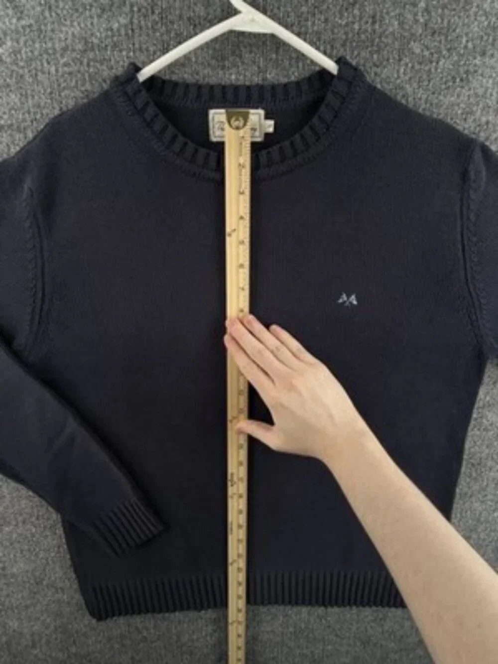 Thomas Burberry Crew Neck Logo Long Sleeve Blue Pullover Men Large Sweater Knit